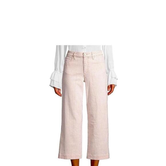 PAIGE Women’s Size 32 Cropped Nellie Jeans In Blossom Pink Stripe - Picture 5 of 14